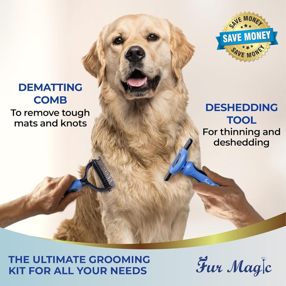 Large Deshedding Tool & Dematting Comb – Grooming Brushes for Dogs, Cats, Horses - Picture 2 of 9